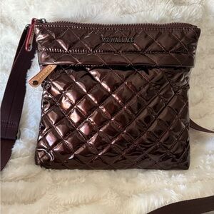 MZ Wallace Flat Metro Crossbody in Bordeaux Lacquer 💕